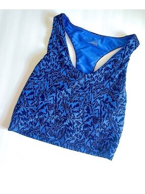 🩷AERIE OFFLINE REAL ME BLUE LONGLINE SPORTS BRA RACERBACK GEOMETRIC SIZE XS